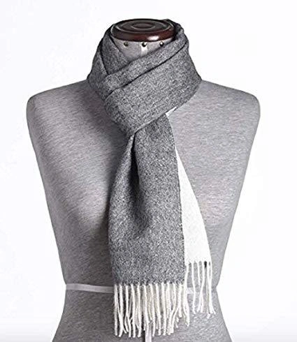 Luxuriously Soft Grey & White Baby Alpaca Scarf - Pure Comfort.